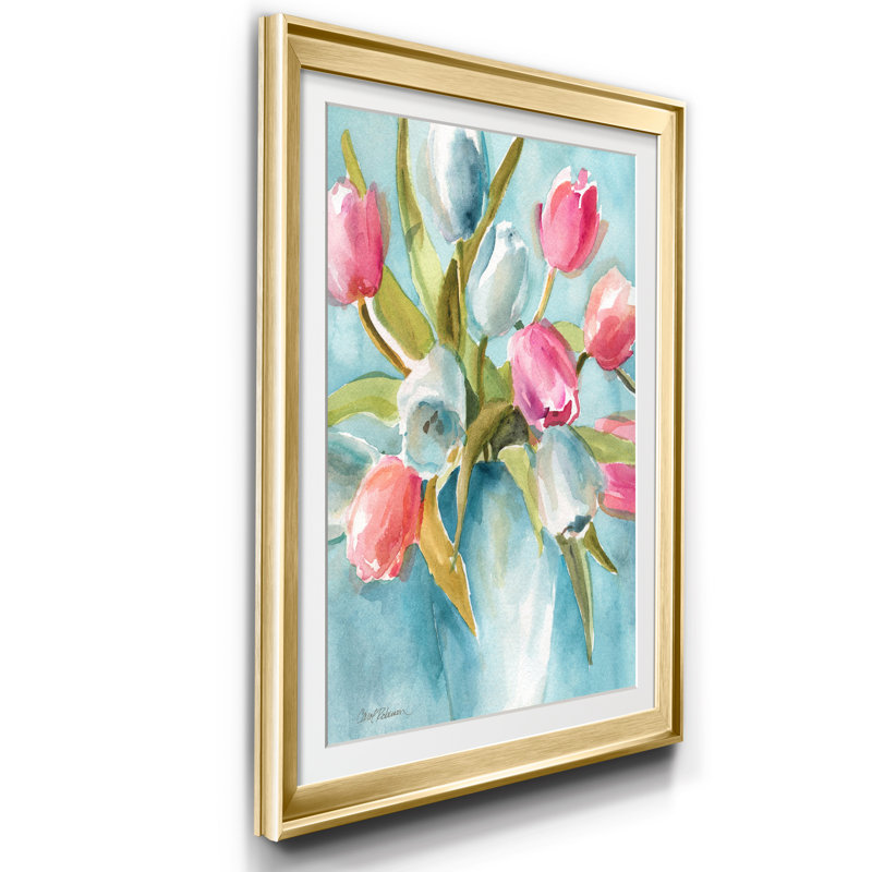 Today's Tulips II - Cadre photo, reproduction d'art sur papier, H 30,5 po x l 42,5 po x P 1,5 po, Doré