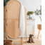 3 Panels Brown Solid Wood+Rattan Folding Room Divider
