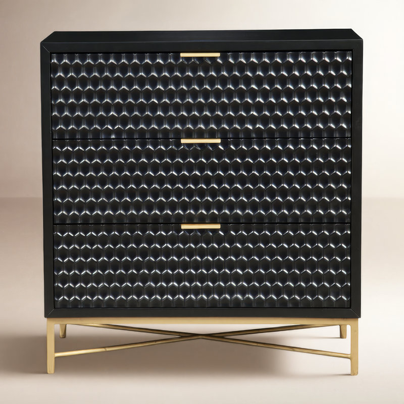 Capra 32" W 3-Drawer Wood Standard Dresser, Black
