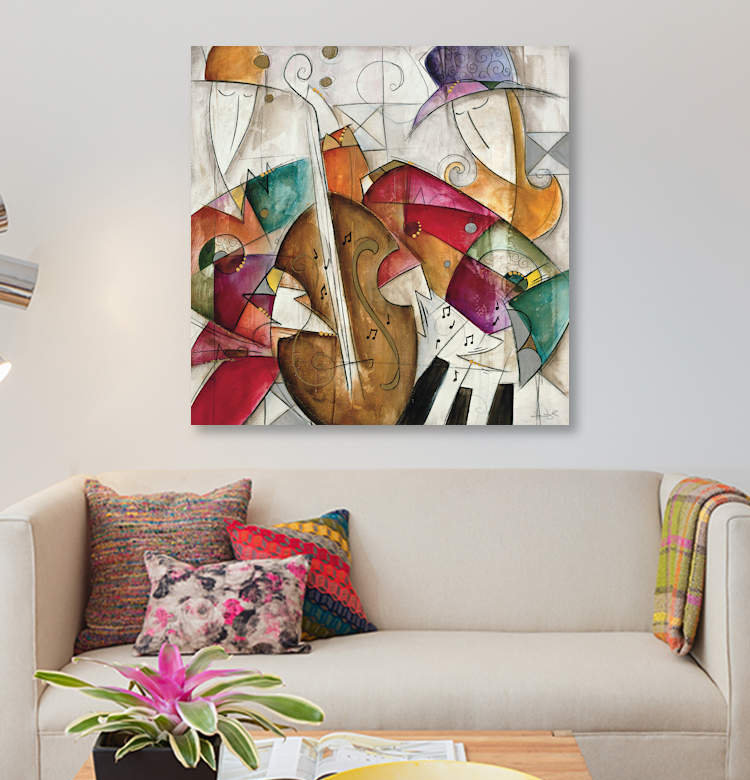 «Jam Séance II» par Eric Waugh, impression sur toile, H 12 po x l 12 po x P 0,75 po, Pas de tapis, Toile tendue