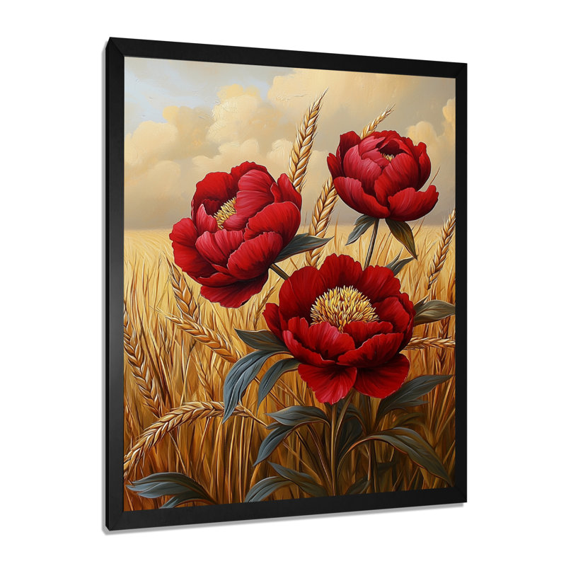 Bardell - Décoration murale florale, H 40 po x l 30 po, Noir, noir, noir, noir, Reproduction encadrée d'une seule photo