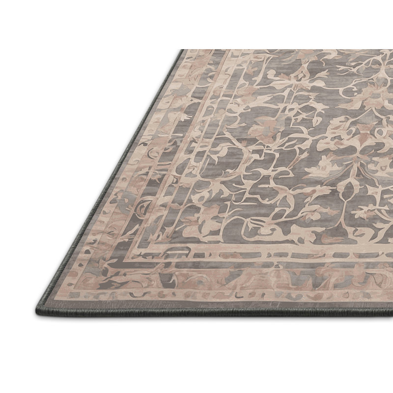 Tapis gris soyeux et moelleux, Rectangulaire 3 pi x 5 pi