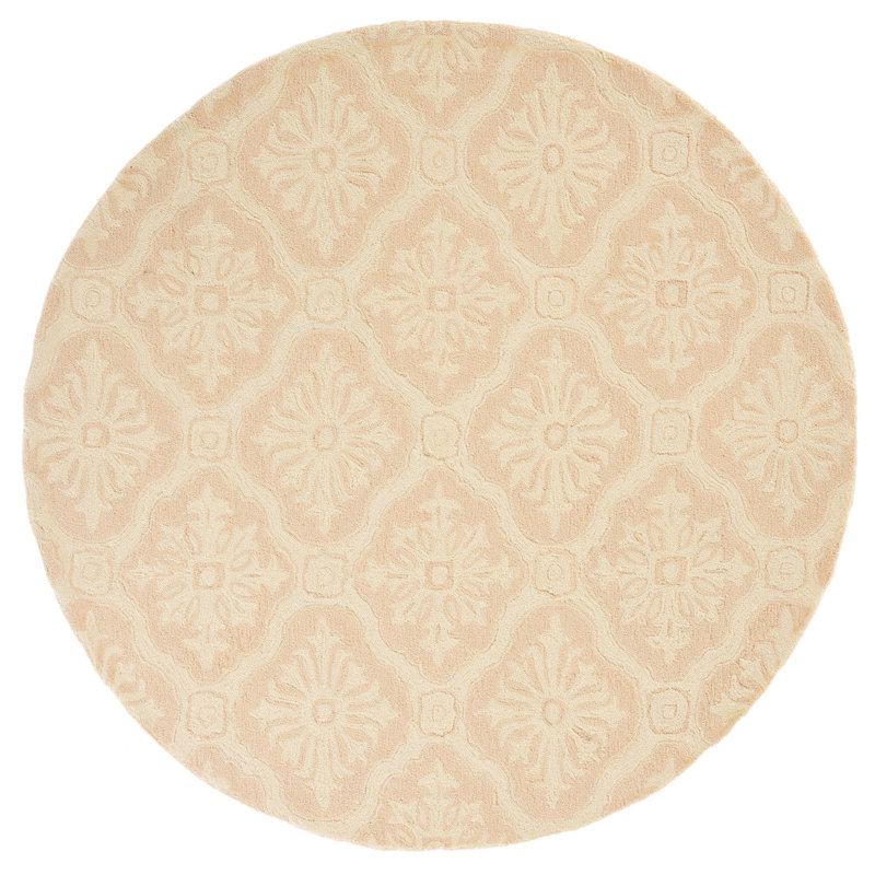 Tapis crème crocheté à la main Taran, Rond 6 pi