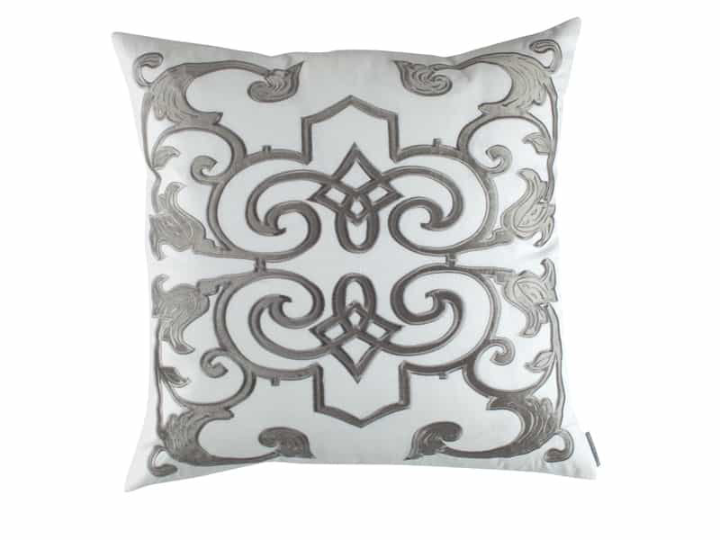 Mozart Linen Square Pillow Cover & Insert, 24" x 24", Silver