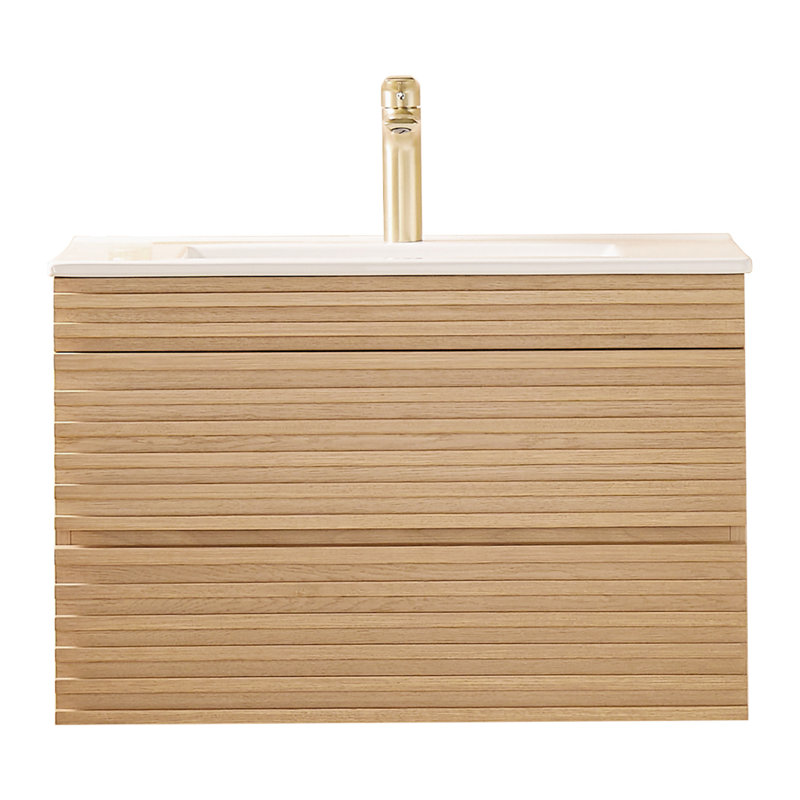 Meuble-lavabo mural simple et flottant 30 po avec lavabo en céramique