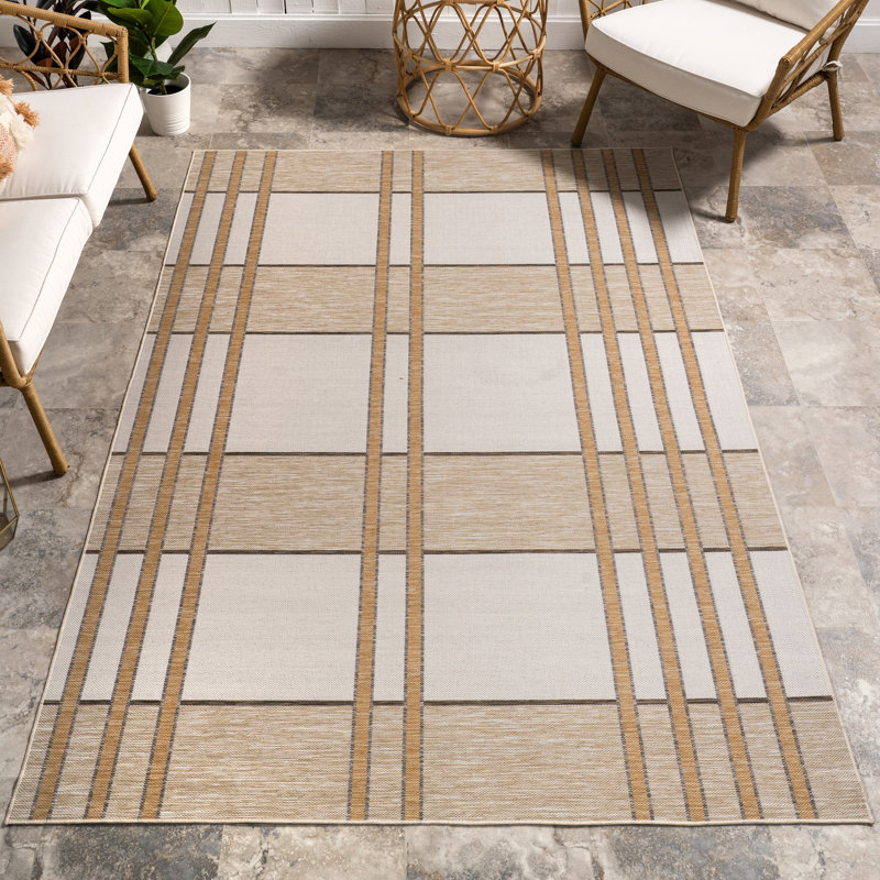 Tapis à carreaux rayé intérieur / extérieur pour la cuisine, Rectangle 5 pi 3 po x 7 pi 6 po