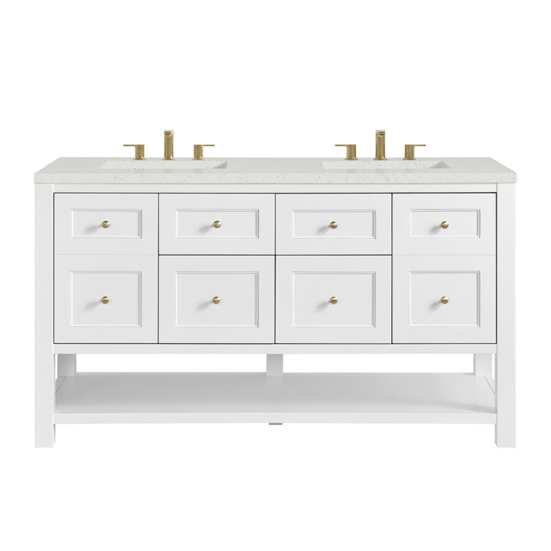 Breckenridge 60'' W Double Vanity, Lime Delight Silestone, Bright White, Widespread
