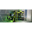 Full Size Gaming Loft Bed with Desk, Shelves & LED Lights, Black+Green