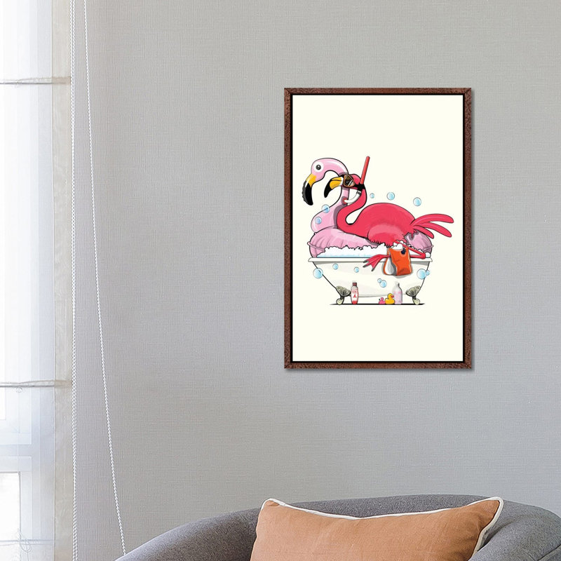 Flamingo In The Bath by WyattDesign - Gallery-Wrapped Canvas Giclée on Canvas, 66.04 cm H x 45.72 cm W x 4.445 cm D