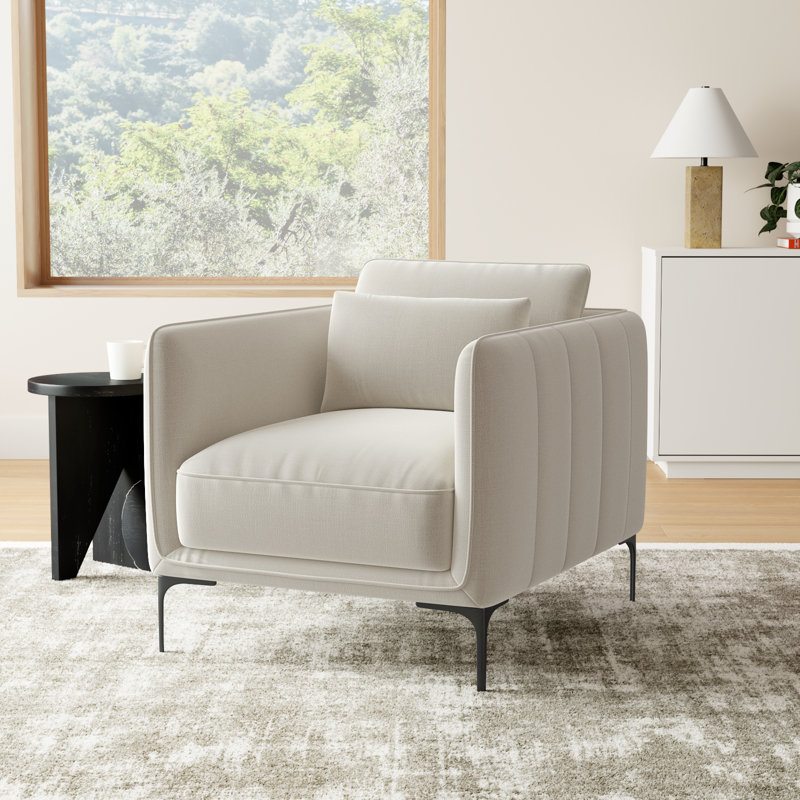 Rae Upholstered Armchair, Effie Linen Performance Linen