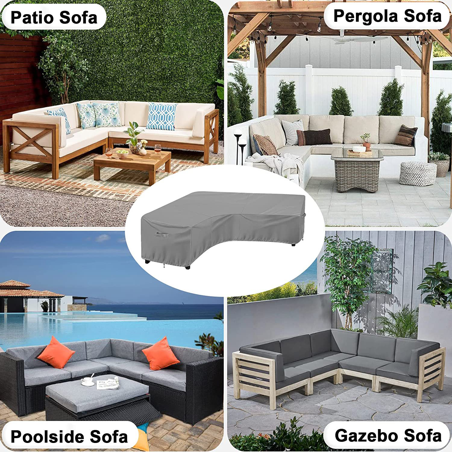 Waterproof Corner Sofa L Shape Cover Rattan Patio Garden Furniture  Protective Cover All-Purpose Outdoor Dust Covers 2 SIZES