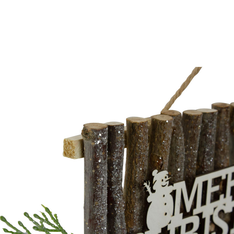 Plaque murale 16 "Merry Christmas" rustique