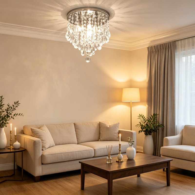 Mini lustre en cristal 3 lumières, plafonnier encastré moderne avec base G9, finition argentée, idéal pour la chambre à coucher, la cuisine, le couloir, la salle de bain, le placard, 10 pouces