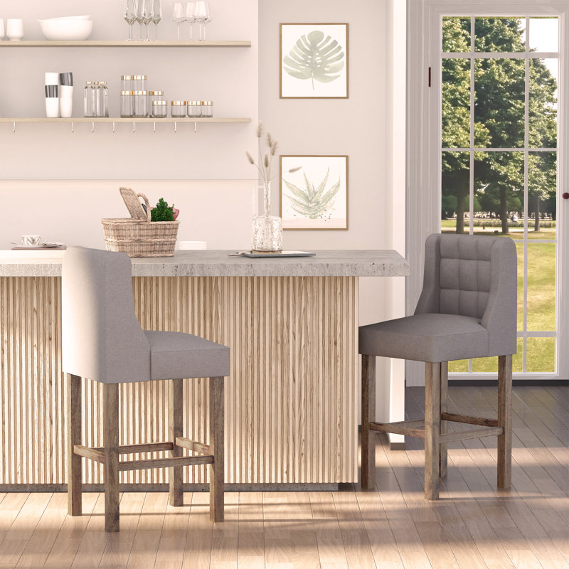 Emsworth Upholstered Counter Stool, Gray, Bar Stool (30.25 Seat Height)