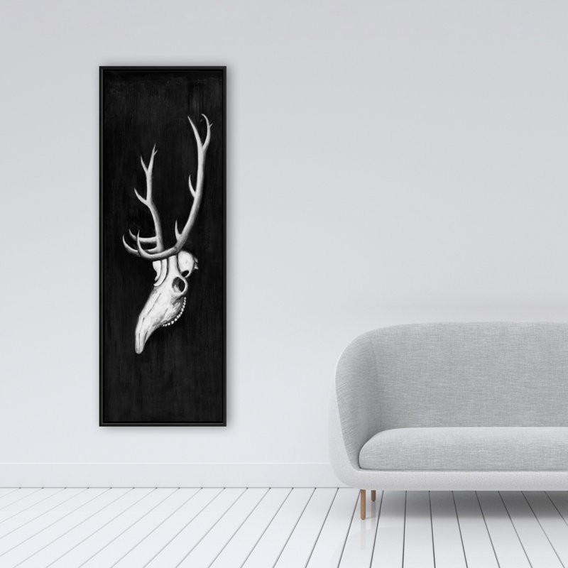 Toile crâne de cerf dans le noir | Décoration de salon
