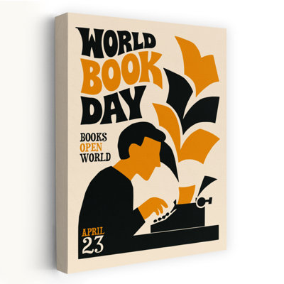 «World Book Day Writer», impression murale rétro rétro minimaliste