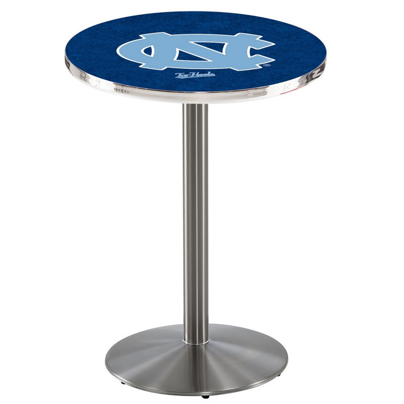Round Metal Base Dining Table, Stainless Steel, University of North Carolina