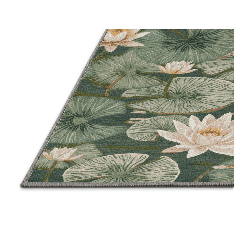 Tapis botanique brun lavable à la machine, Rectangle 5 pi x 8 pi