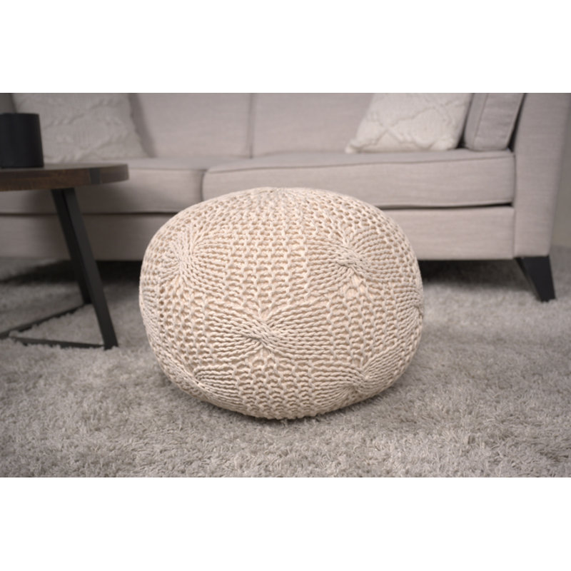 Pouf rond en coton Bordeaux, beige, Beige