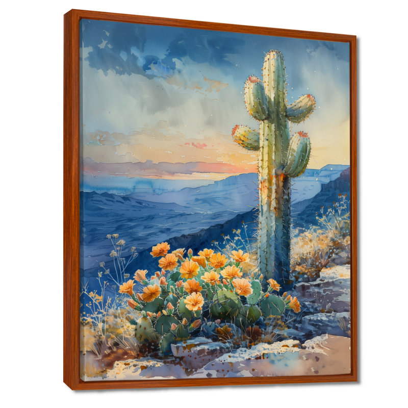 Cactus vert, vert, désert, merveille, Black Picture Framed, 32" H x 16" W