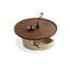 Table basse ronde en noyer massif et bois manufacturé