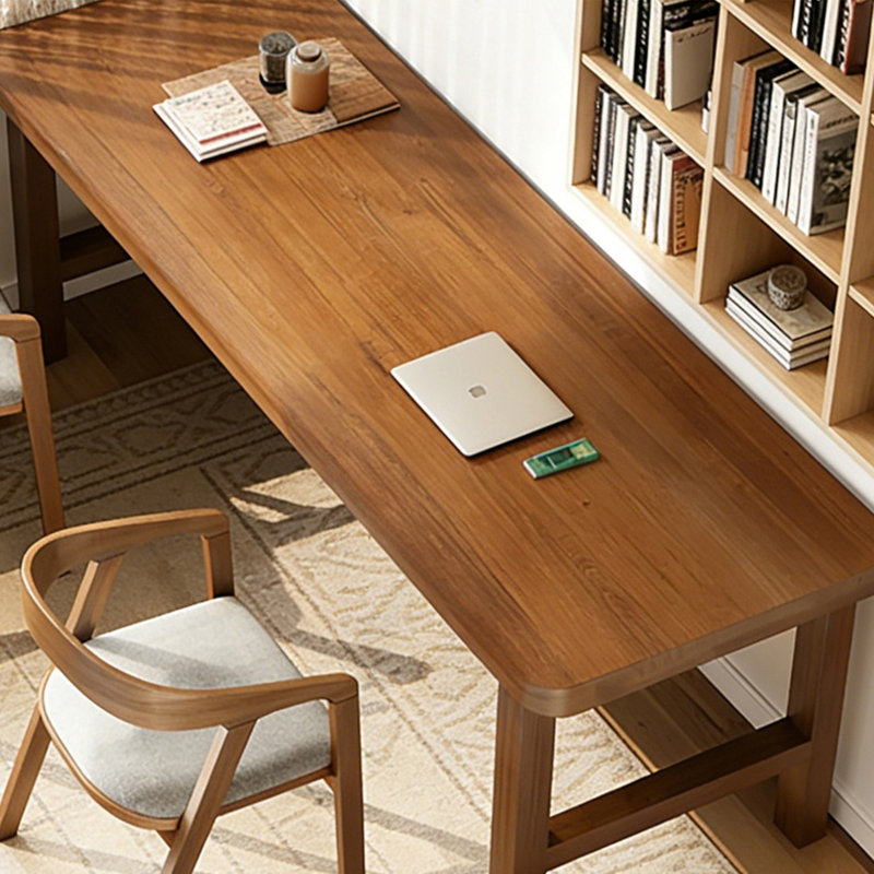 Bureau simple et polyvalent en bois de pin brun massif, H 29,5 po x l 78,7 po x P 27,56 po