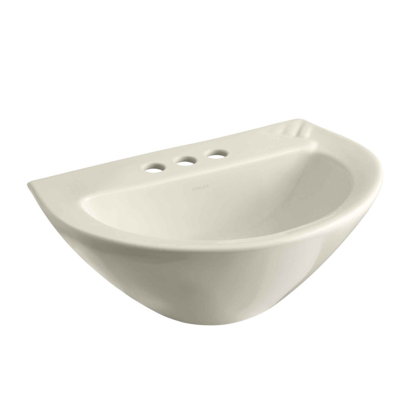 Parigi® Vitreous China 19.75" Pedestal Bathroom Sink, Biscuit, 4" Centers