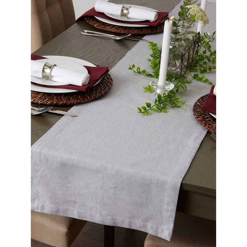Kristina 100% Cotton Table Runner, 72" L x 14" W, Gray