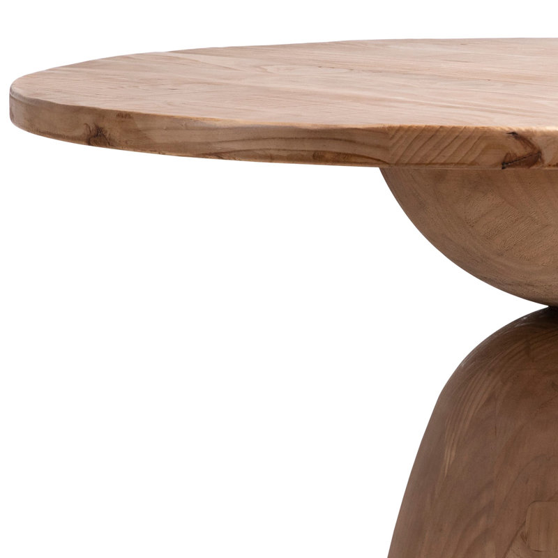 Balak Reclaimed Pine Round Modern Hourglass Bistro Dining Table, Natural, 30'' H x 48" L x 48" W