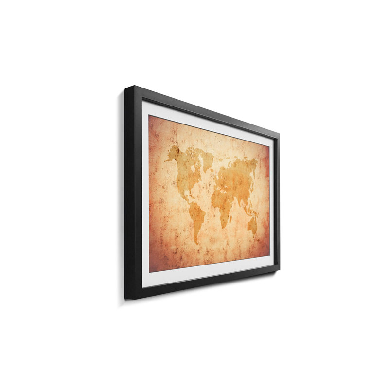 Weltkarten Old Map Of The World - Single Picture Frame Print, 60cm H x 80cm W x 2.2cm D