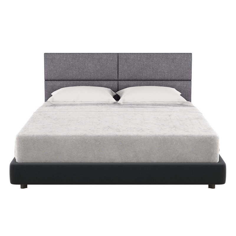Panelist Upholstered Panel Headboard, King (11.25"H x 38"W, Set of 4), Charcoal Microvelvet