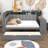 Full Size Daybed With Storage Shelves And Trundle, Charging Station And LED Light, Desk And Upholstered Headboard And Backrest-261994289