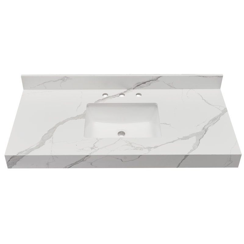 Marseille 48'' Calacatta White Engineered Marble Vanity Top with Sink
