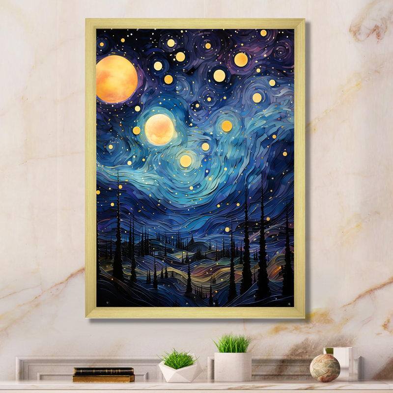 Étoiles Tanaquil Stellar Serenity II - imprimé, Encadrement doré, H 32 po x l 24 po x P 1 po