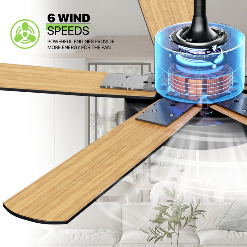 52" Black Ceiling Fan with LED Light and Remote Control
