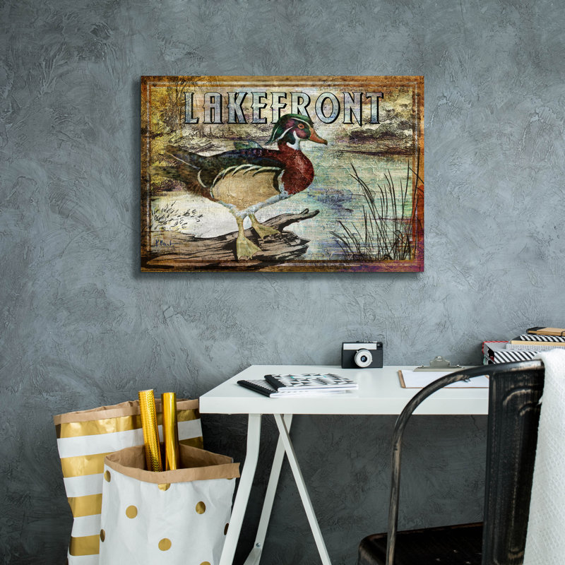 «Duck Sign II» par Paul Brent, art mural sur toile, H 18 po x l 26 po x P 0,75 po
