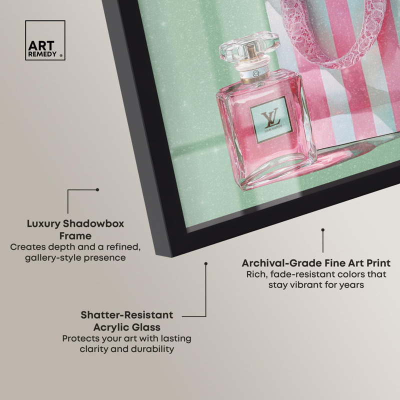 Printemps sac à main Glam Art Shadowbox Print par Art Remedy, H 17 po x l 17 po, Noir