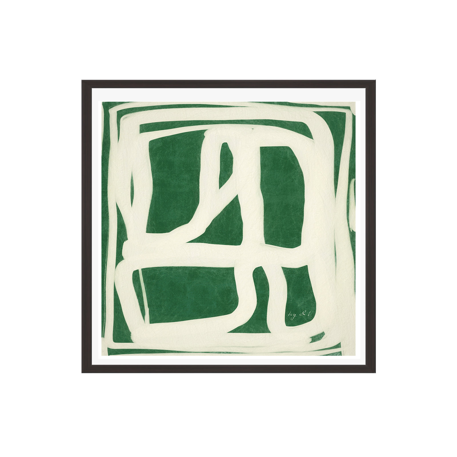 Green White Movement by Ivy&I, Yes, 12" H x 12" W x 0.75" D, Espresso Framed Paper