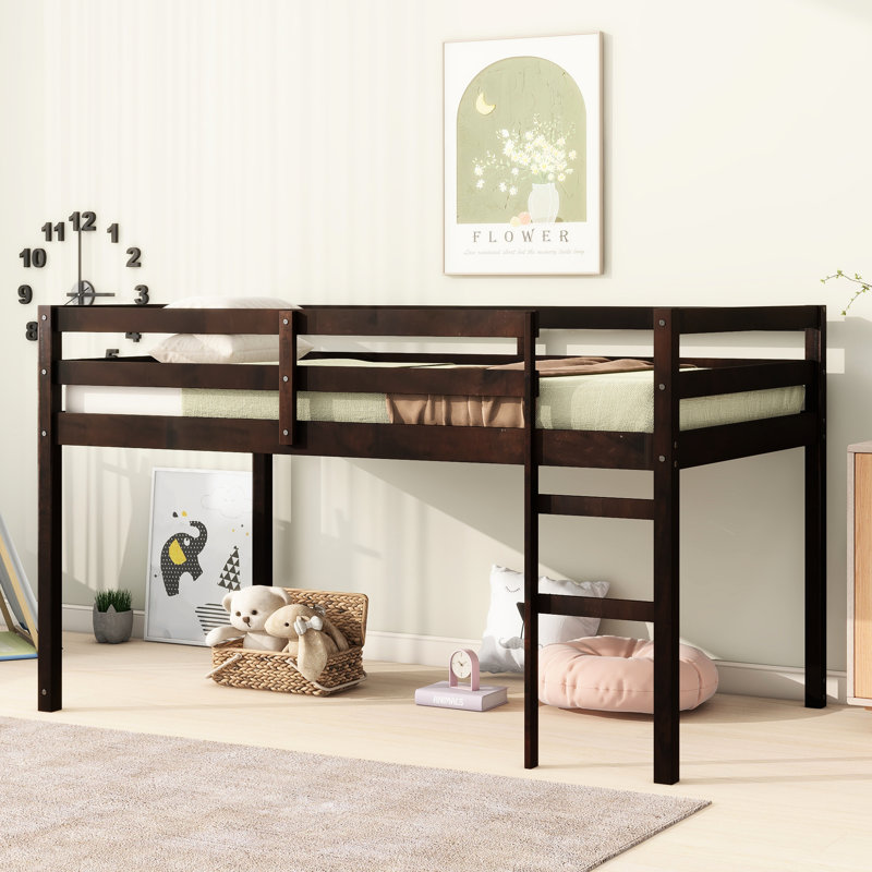 Twin Loft Bed, Rubber Wood, Included, Enhanced Bed Platform, Optimize Bedroom Storage Area With Strengthened Slats, Finish, Wood Build, For Easy Climb, Extra Options