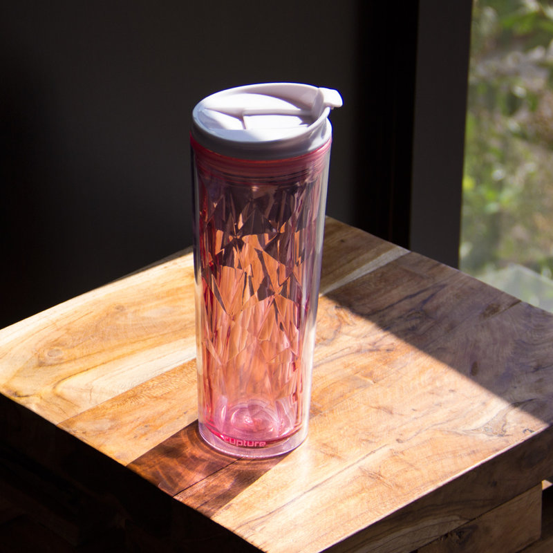 22oz Pink Rose Crystal Acrylic Travel Tumbler