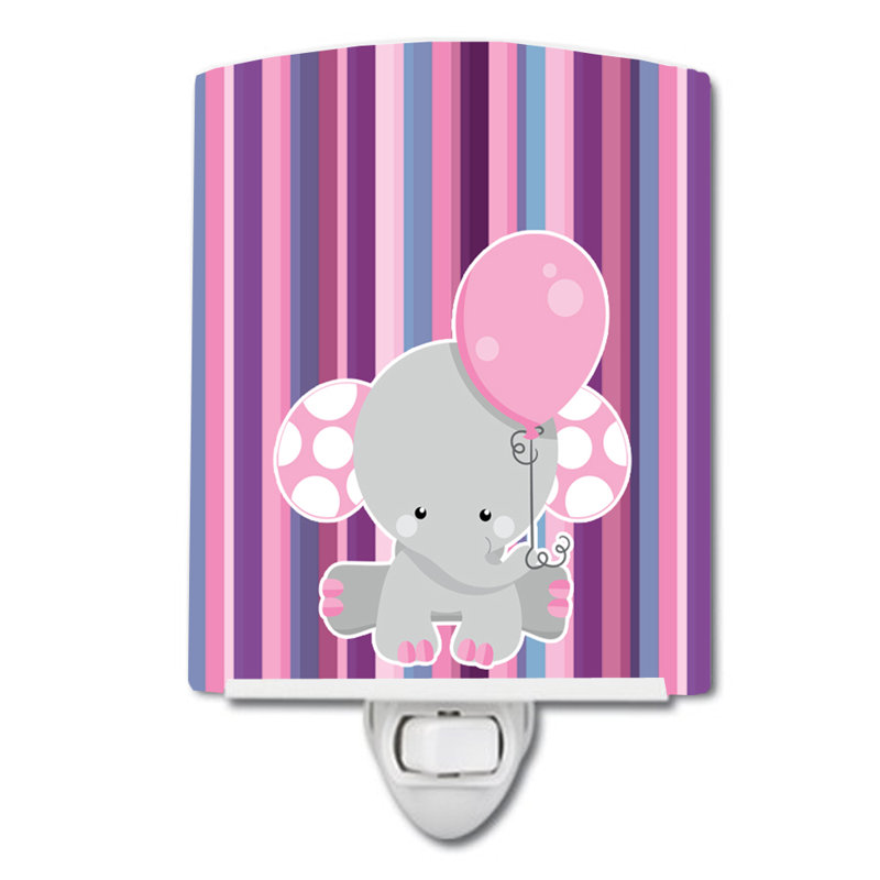 Elephant on Stripes Ceramic Night Light