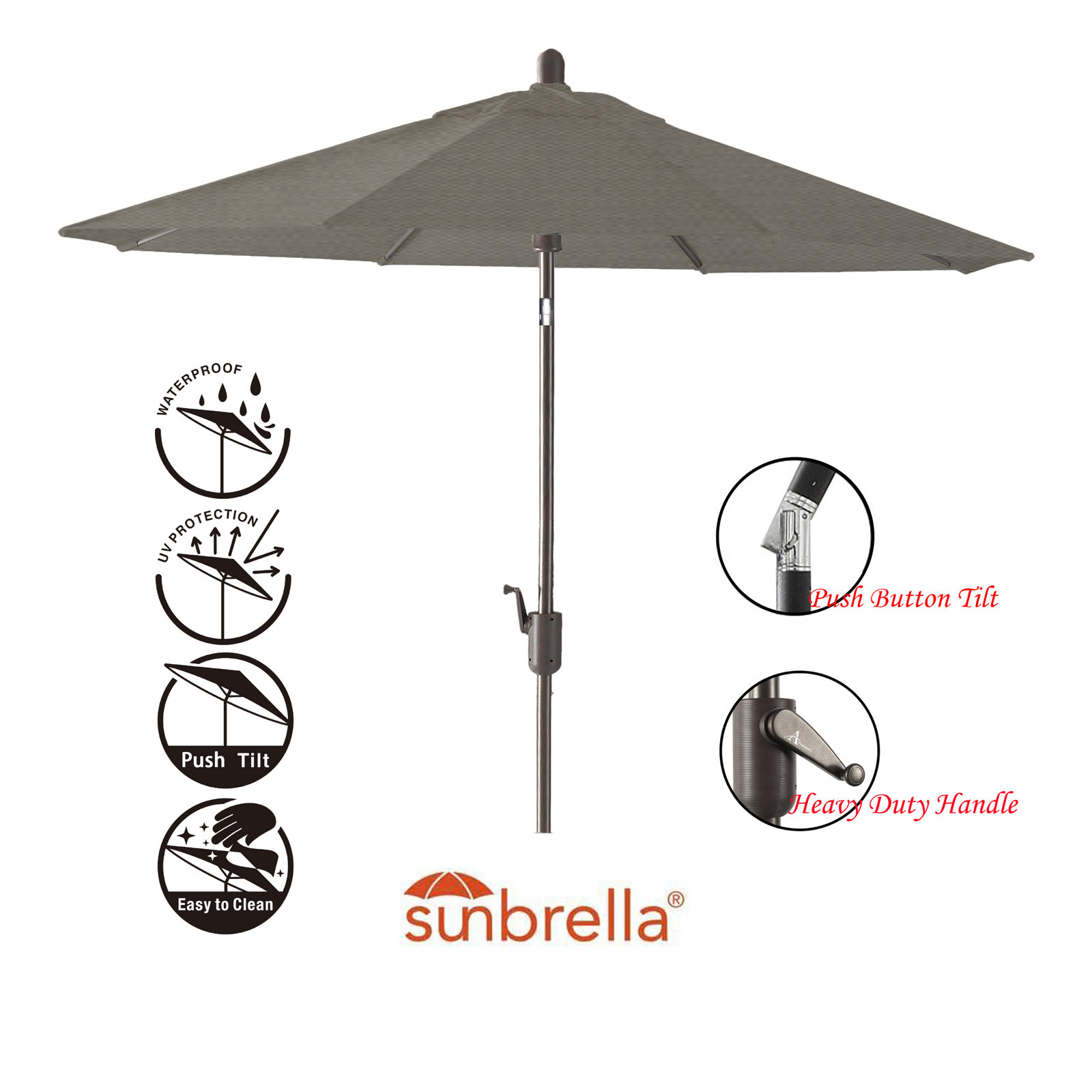 Natalie 8.7' Sunbrella® Market Umbrella, Antique Bronze, Spectrum Graphite Sunbrella® Plainweave