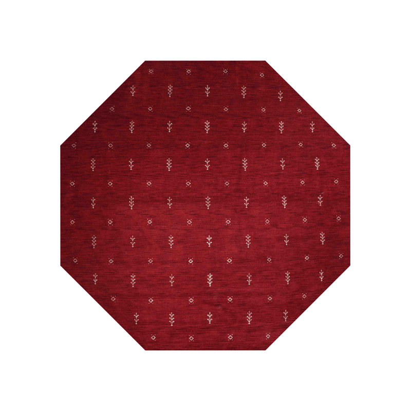 Onna Hand Knotted Loom Wool Eco-Friendly Area Rugs - Octagon, Red White Color, Contemporary Modern Design, High Pile Thick Handmade Anti Skid Area Rugs for Living Room, Bed Room