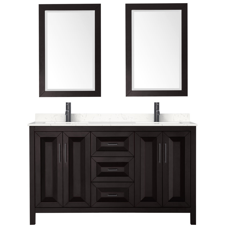 Daria 60'' W Double Vanity, Carrara Cultured Marble, Dark Espresso, Polished Chrome