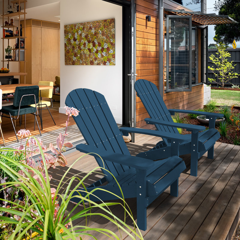 Ensemble de 2 chaises Adirondack en plastique pour l'extérieur, toutes saisons, pour la pelouse, le jardin, le foyer et la cour