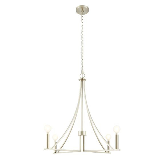 Lustre 4 lumières Meridian en nickel brossé, E12/candélabre, Nickel brossé, Non