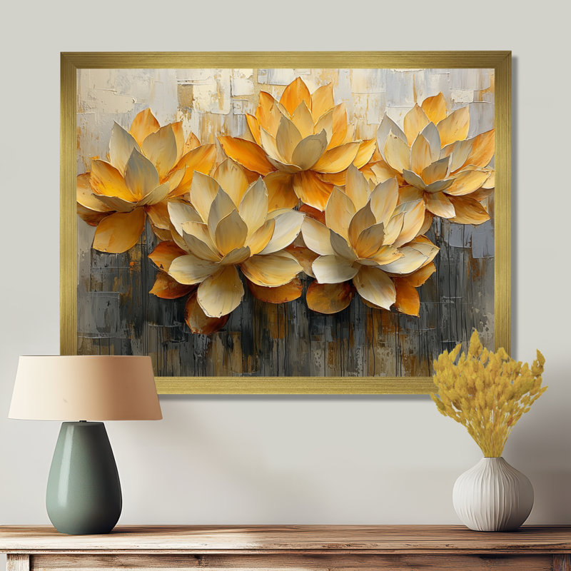 Murraine - Floral Wall Art, H 12 po x l 20 po, Reproduction encadrée d'une seule photo, Doré