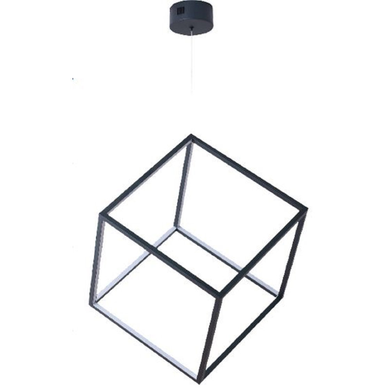 1 - Light Black LED Square/Rectangle Pendant, 44cm H x 44cm W x 44cm D
