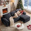 Canapé d'angle modulaire en forme de L, canapé profond en chenille avec pouf amovible, accoudoirs micro-arqués, aucun assemblage requis, canapé de sol convertible sans armature pour salon ou appartement-1634294293