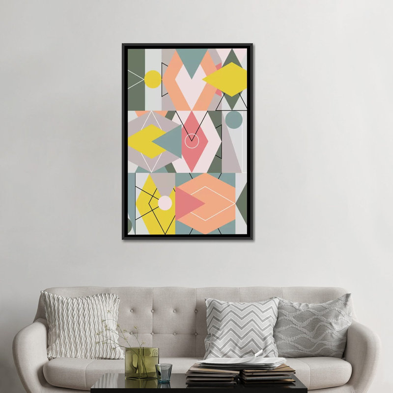«Graphic CXLV», reproduction d'impression sur toile tendue, H 26 po x l 18 po x P 1,5 po, Toile avec cadre noir, Pas de tapis